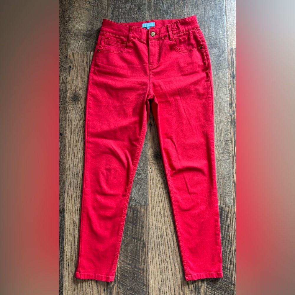 Draper James RSVP‎ Women’s Jeans Size 8 Mid Rise Skinny Stretch Denim Preppy Red